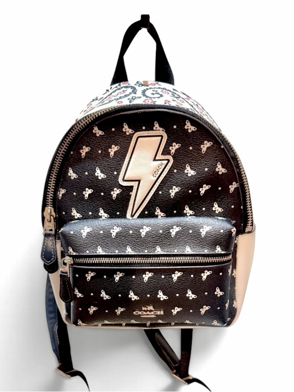COACH Charlie butterfly bandana mini backpack. 🖤🤍❤️